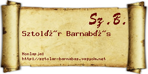 Sztolár Barnabás névjegykártya